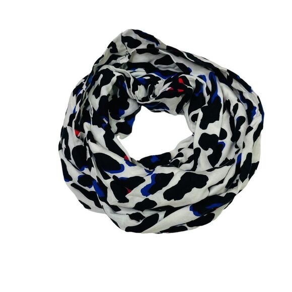 10/$25🦋 Charlotte Russe Black & White with Red & Blue Leopard Infinity Scarf - Picture 4 of 9